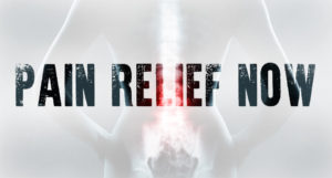 Text Pain Relief Now in front of spine xray