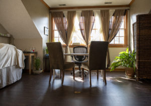 Consultation area in acupuncture treatment room